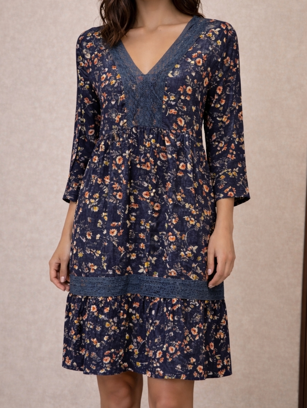 Suzanne Betro Navy Floral Dress NWT